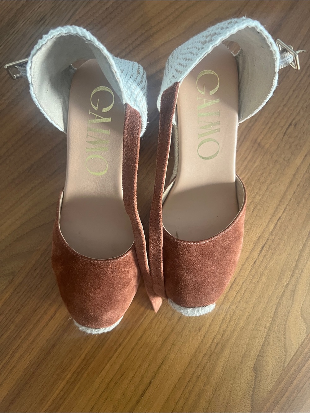 GAIMO Rust Suede Espadrille Ankle-Tie Wedges